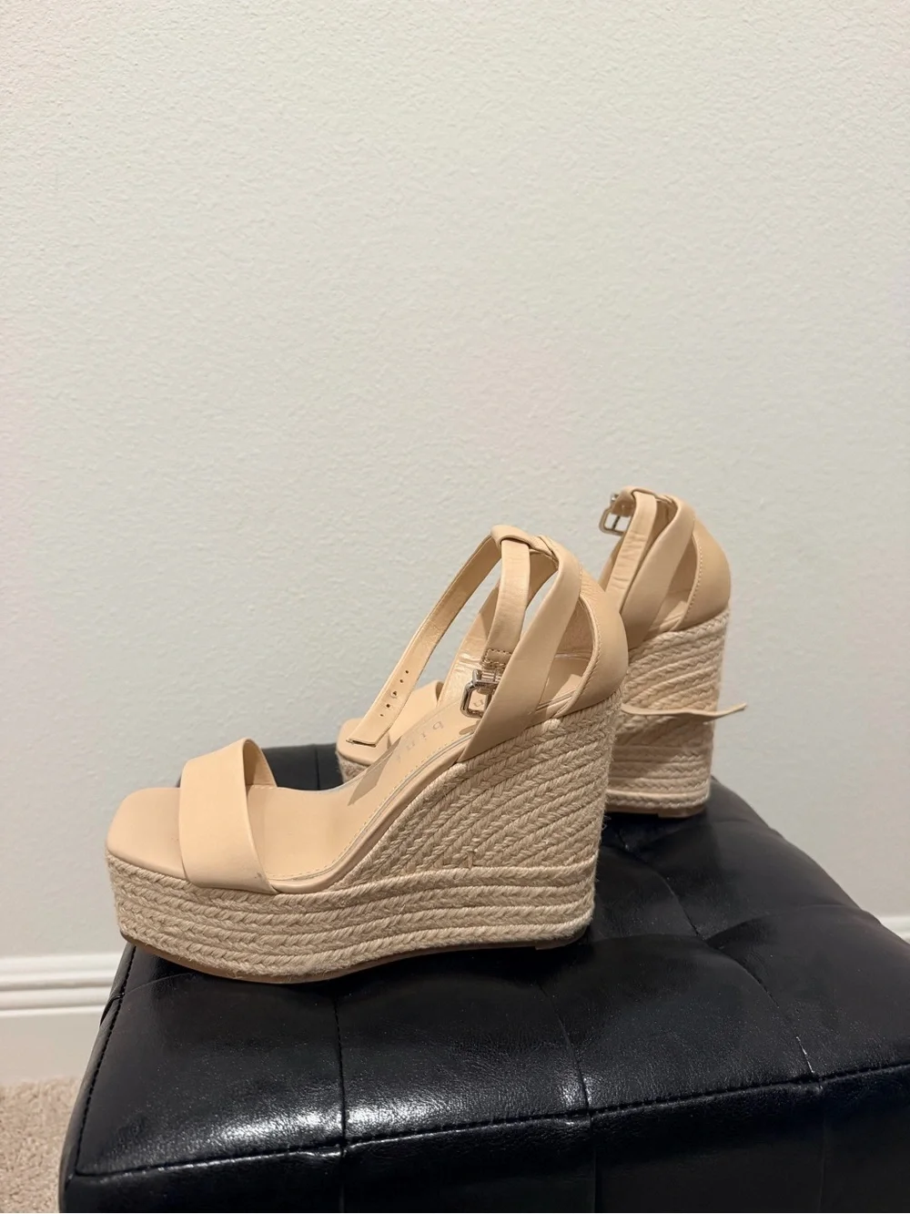 Gianni Bini Nude Beige Platform Espadrille Sandals with Ankle Strap